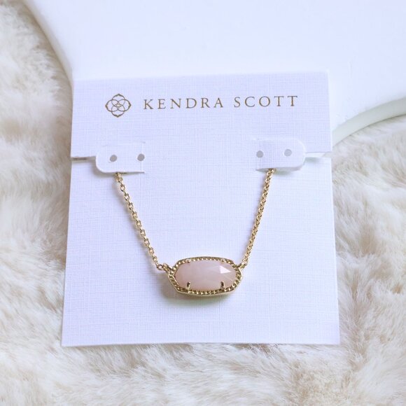 Kendra Scott Elisa Rose Quartz Pendant Necklace in Gold - Picture 1 of 2